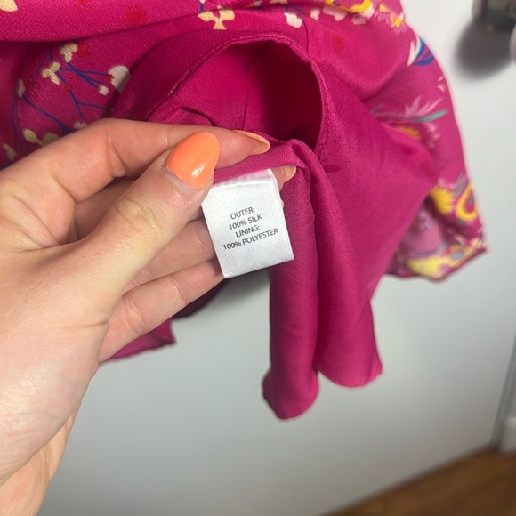 Saloni Eve Silk Pink Floral Mini Dress Size 4 - Picture 5 of 16